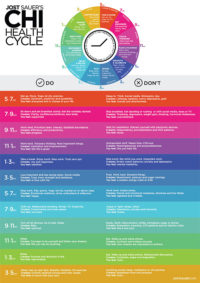 The illustrated Chi Cycle showing what to do every 2 hours of the day for health and happiness.